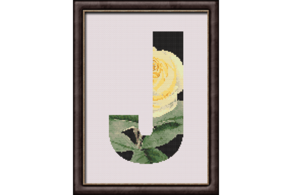 Yellow Rose on Black J Monogram