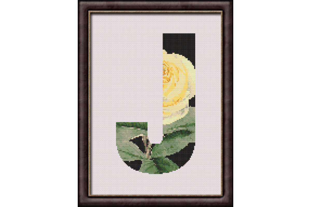 Yellow Rose on Black J Monogram