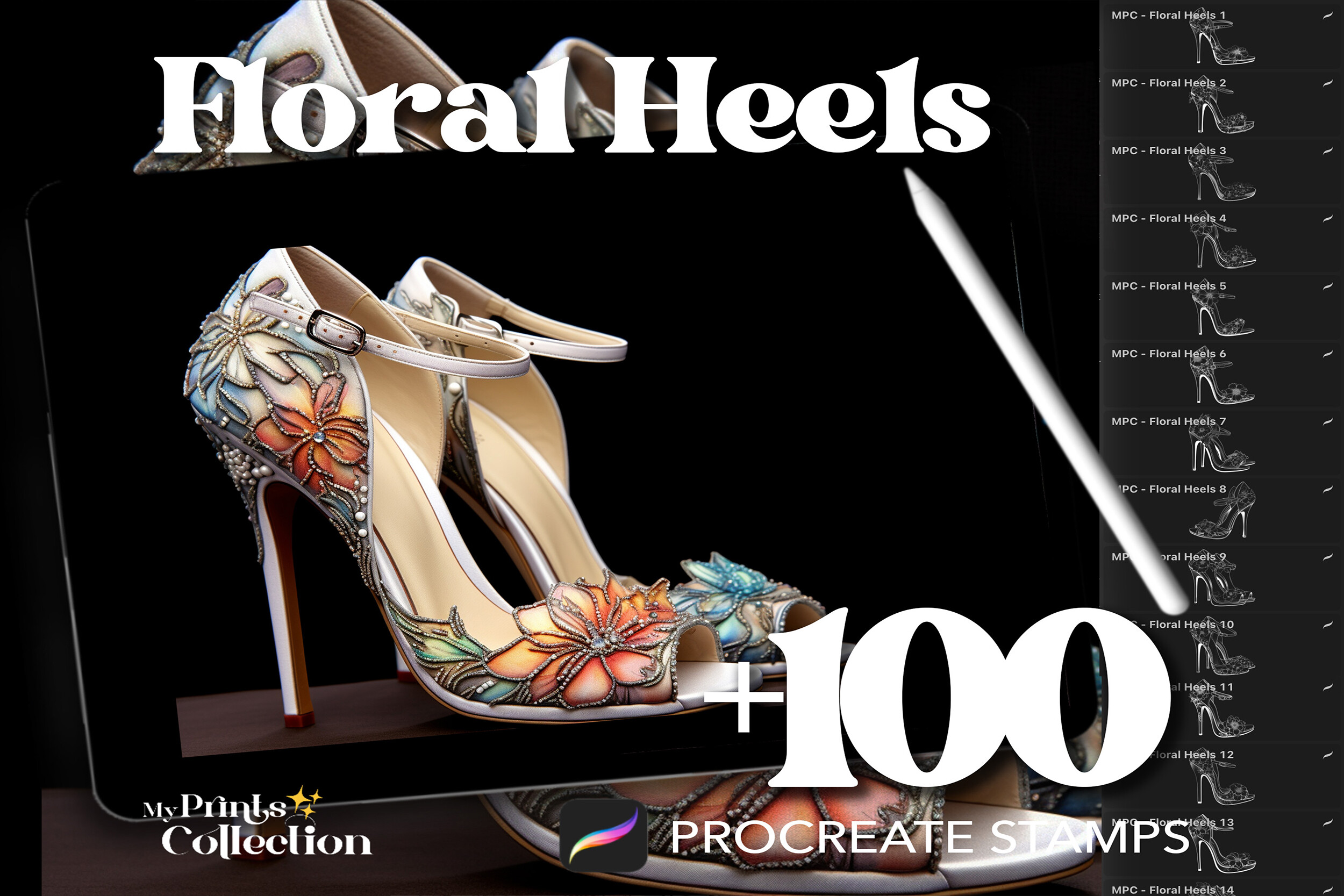 100+ Procreate Heels Floral Stamps - photo 1
