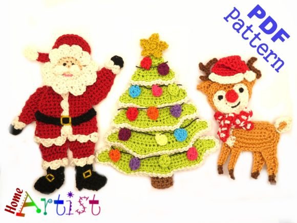 Christmas Set Crochet Applique