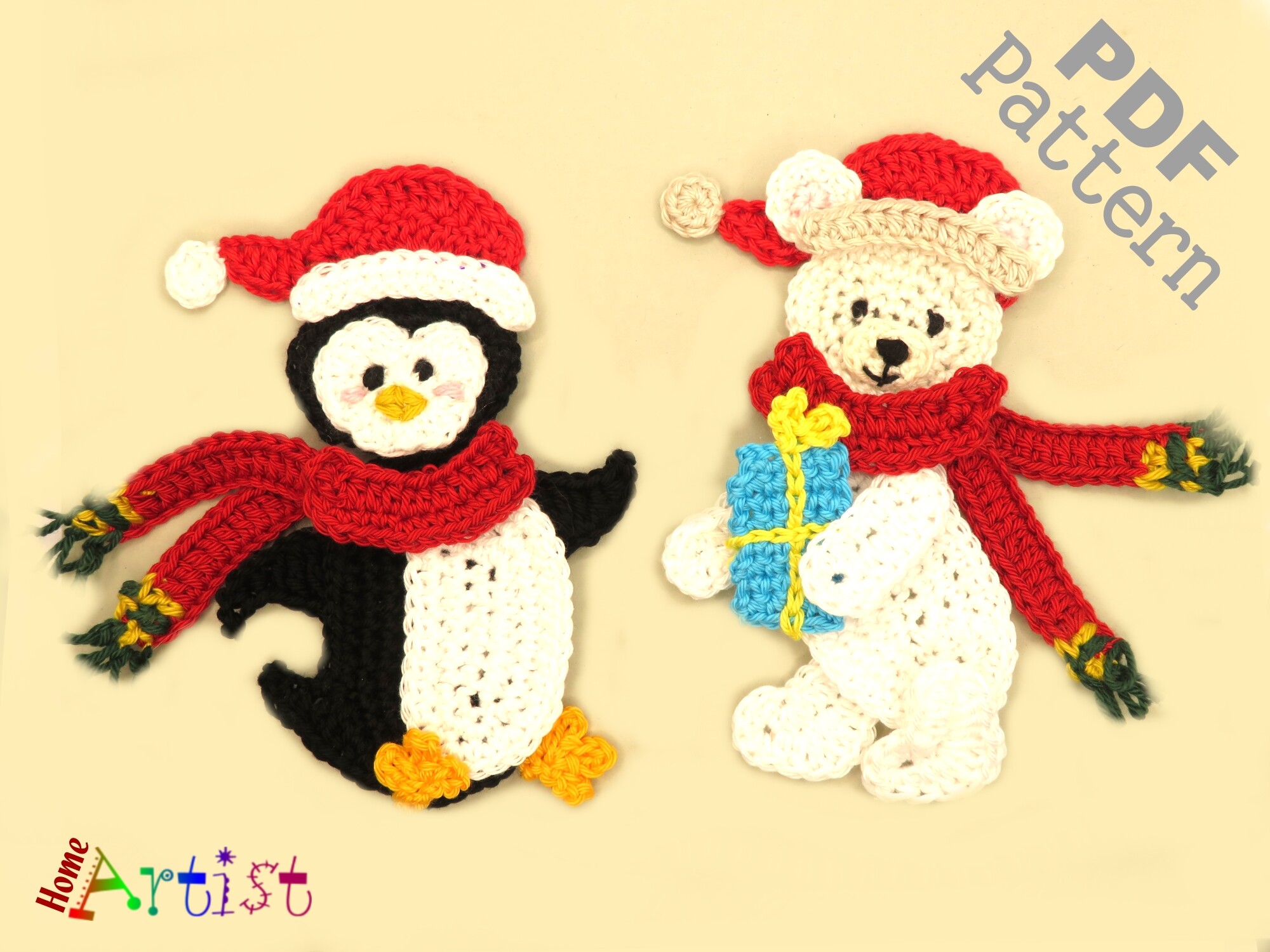 Penguin + Icebear Crochet Applique