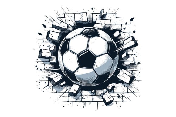 Soccer Ball Cracking Wall Design Graphic Illustrations By Art On Demand