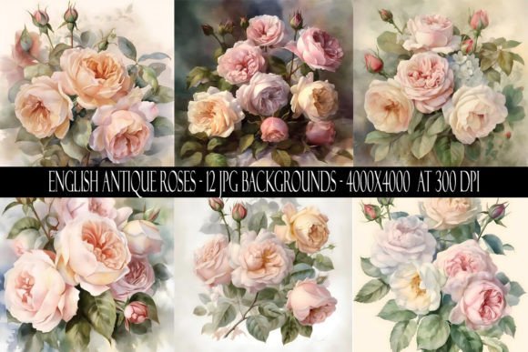 English Antique Rose Backgrounds Graphic by Digital Paper Packs ...