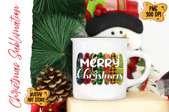 Merry Christmas Brushstrokes Sublimation Graphic Crafts By Yustaf Art Store