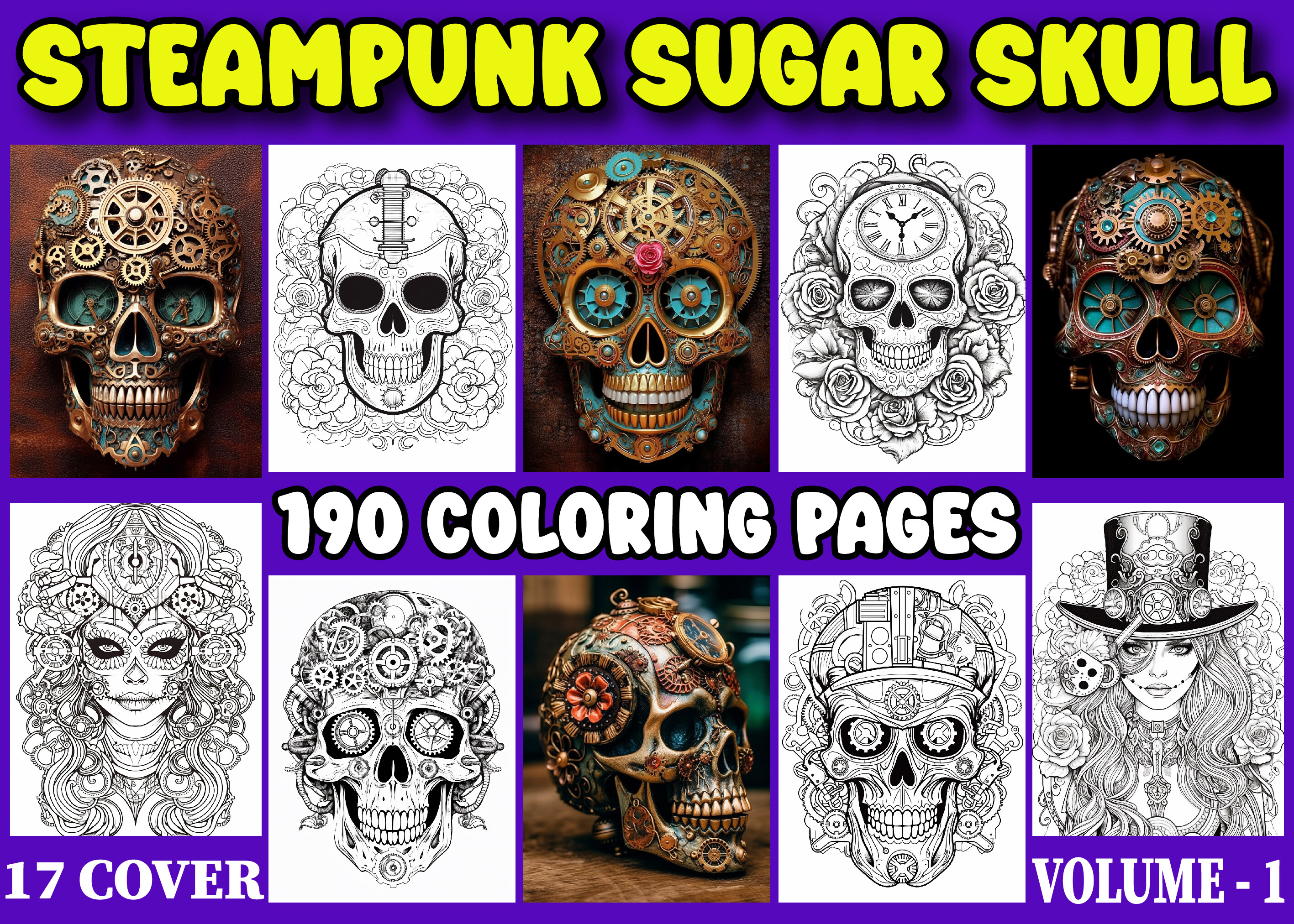 190 Steampunk Sugar Skull Coloring Pages
