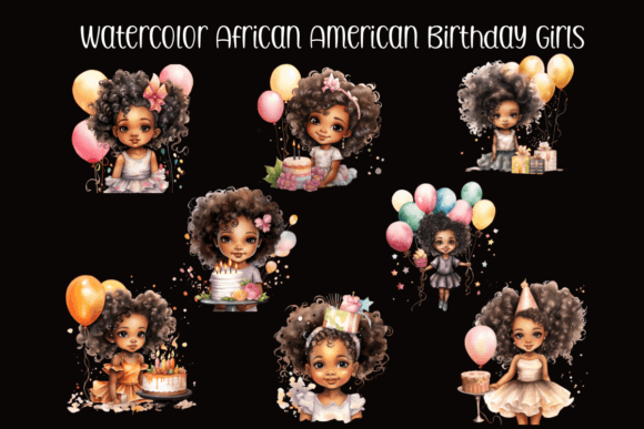 African American Birthday Girl Grafica Illustrazioni Stampabili Di charmsnkissesXOXO