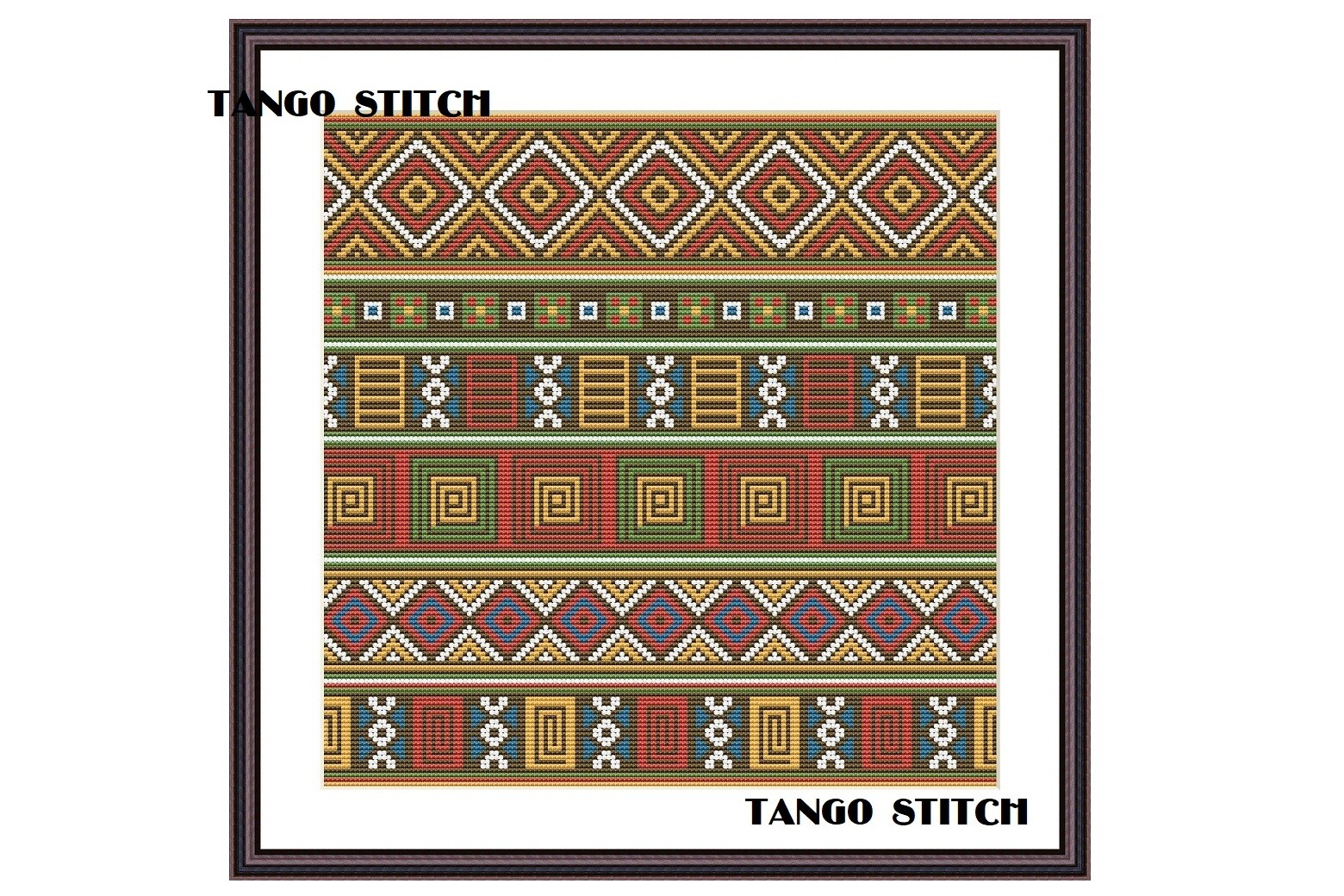 African Sampler Pattern Cross Stitch Art