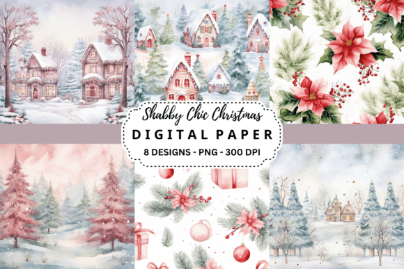 Shabby Chic Christmas Background Graphic Backgrounds By pcudesigns