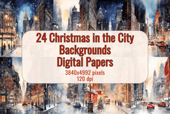 Snowy City Christmas Digital Papers