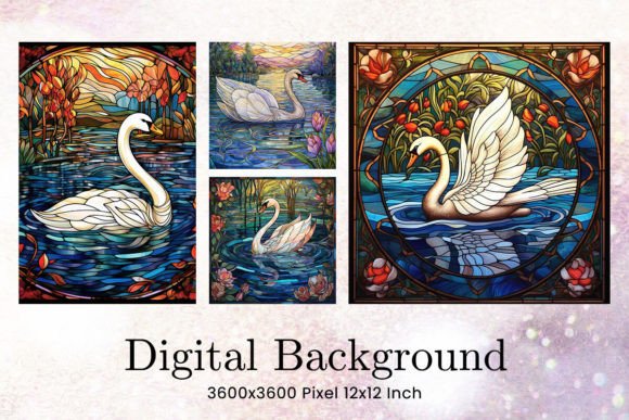 Swan Stained Glass Window Background