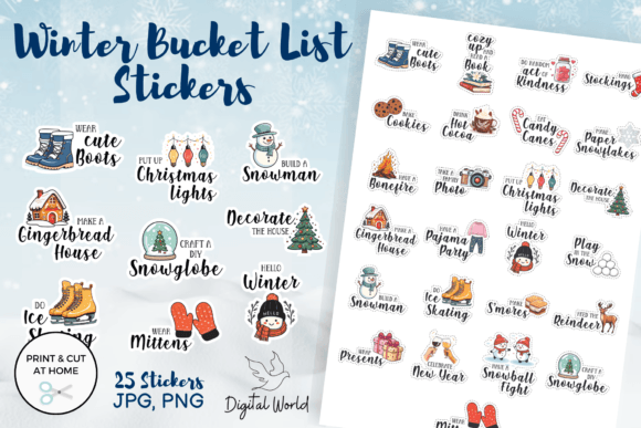 Winter Bucket List Planner Stickers