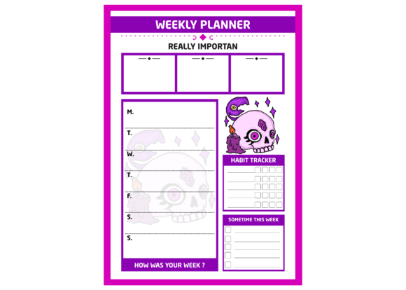 ADHD Planner - Pink Night Skull Theme