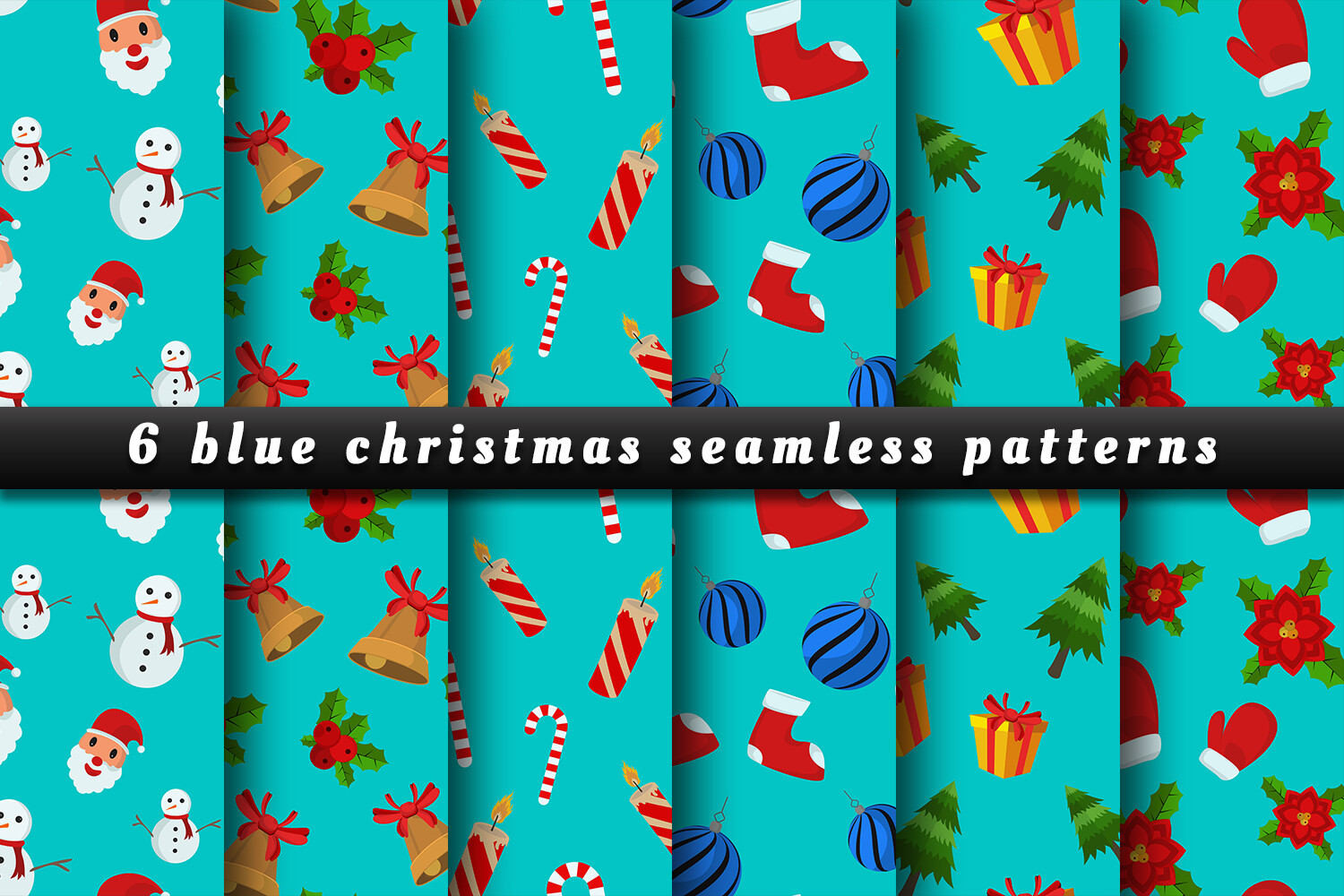 Blue Christmas Seamless Patterns Graphic by Pugazh Logan · Creative Fabrica