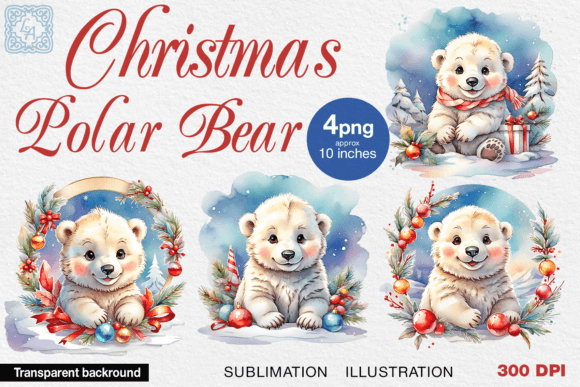 Cristmas Polar Bears Cliparts. PNG Graphic by Lerina Art · Creative Fabrica