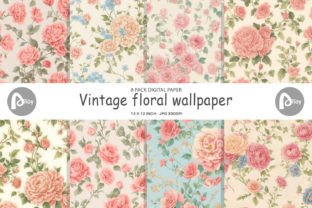 Digital Paper Vintage Floral Wallpaper Graphic by Artnoy · Creative Fabrica