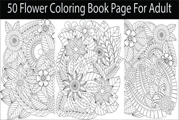Flower Coloring Book Page for Adults