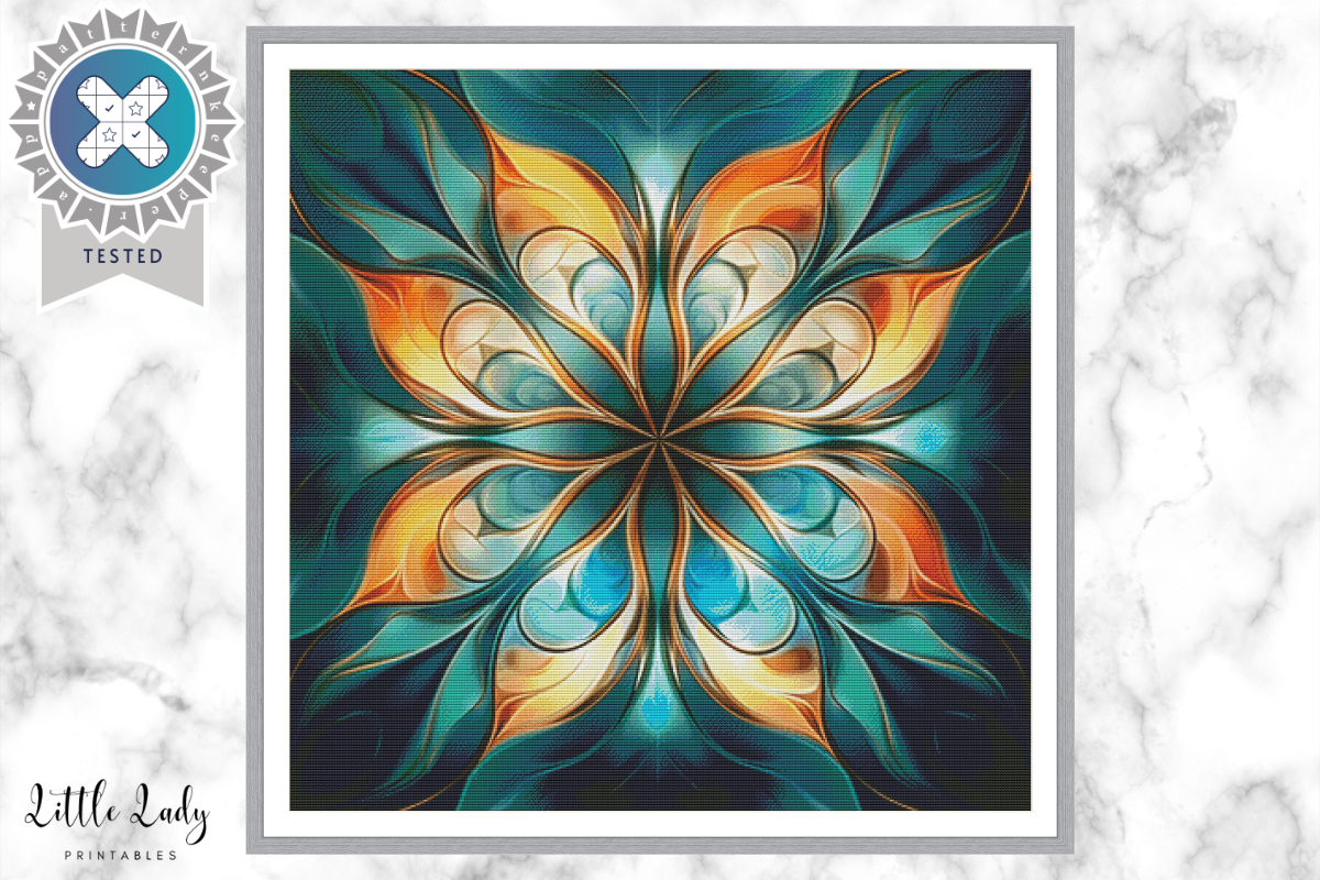 Green Mandala Cross Stitch Pattern PDF