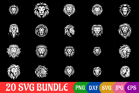 Lion Sleek & Elegant Black SVG Bundle Graphic AI Illustrations By Creative Oasis