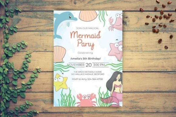 Magical Mermaid Party Invitation Card