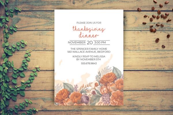 Thanksgiving Dinner Party Invitation Svg
