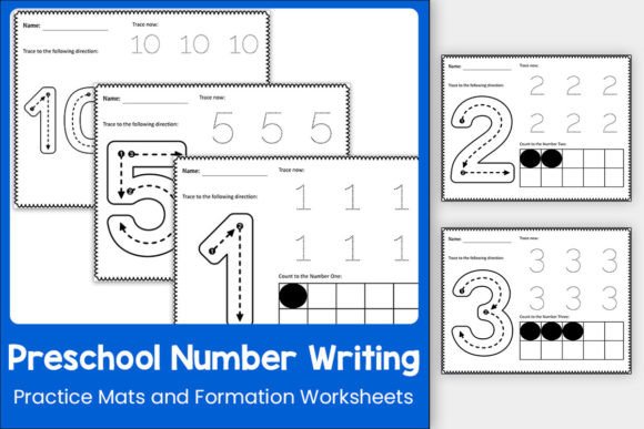 Preschool 0-10 Number Practice Mats