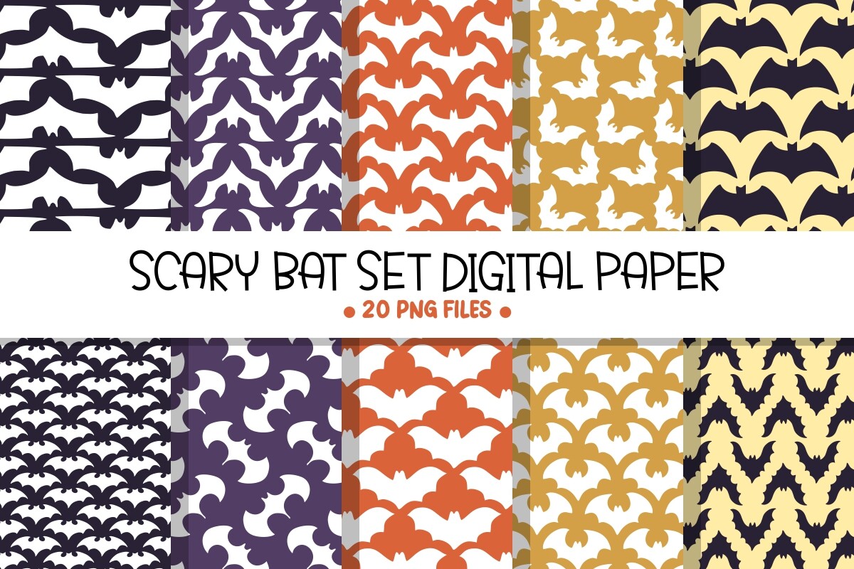 Scared Bat Pattern Scary Bat Set Digital Paper Graphic by Pian45 · Creative Fabrica