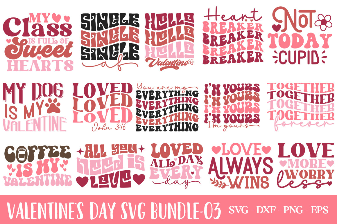 Valentine's Day Retro SVG Bundle Graphic by fokira · Creative Fabrica