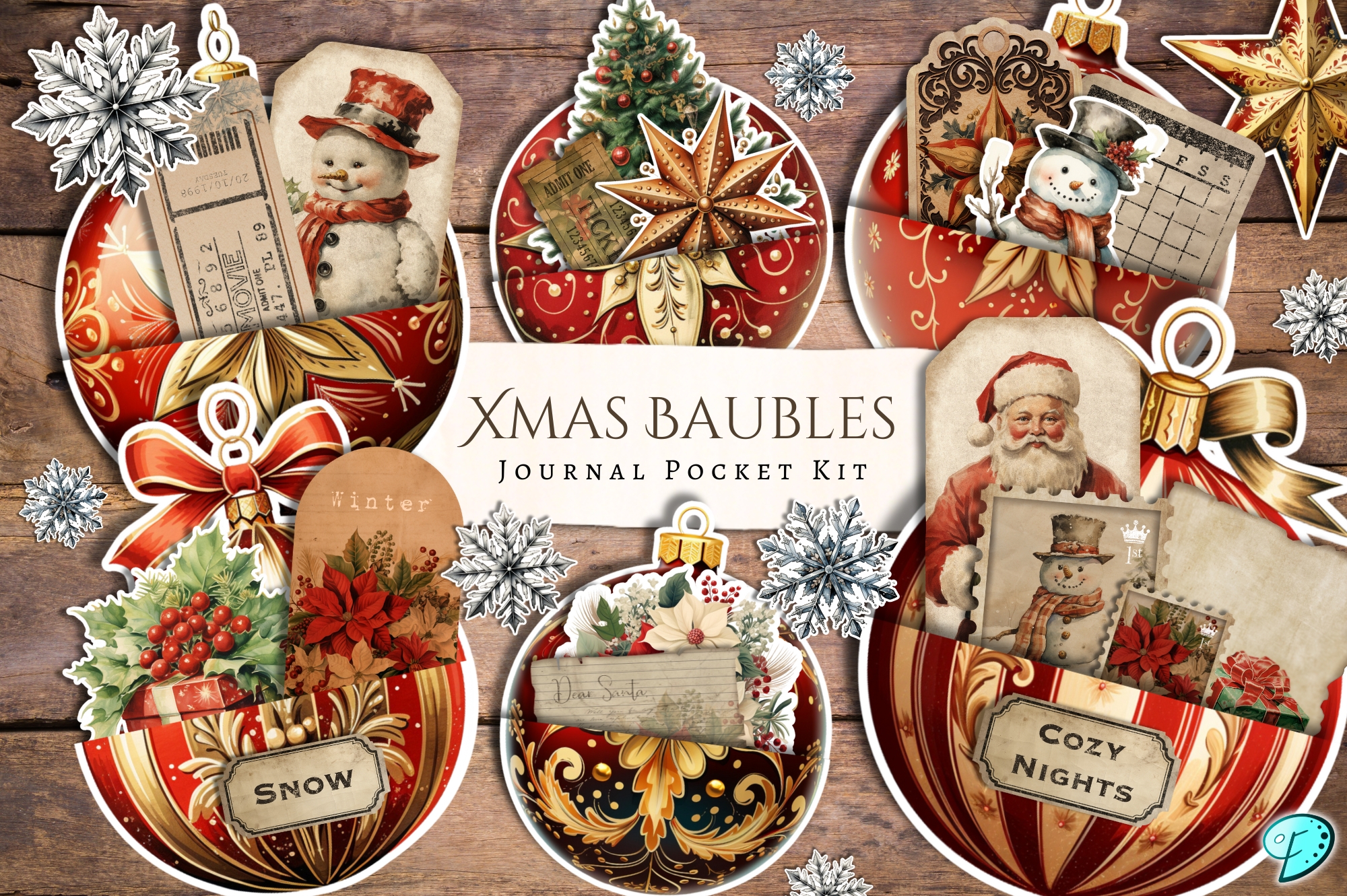 Xmas Baubles Journal Pocket Kit