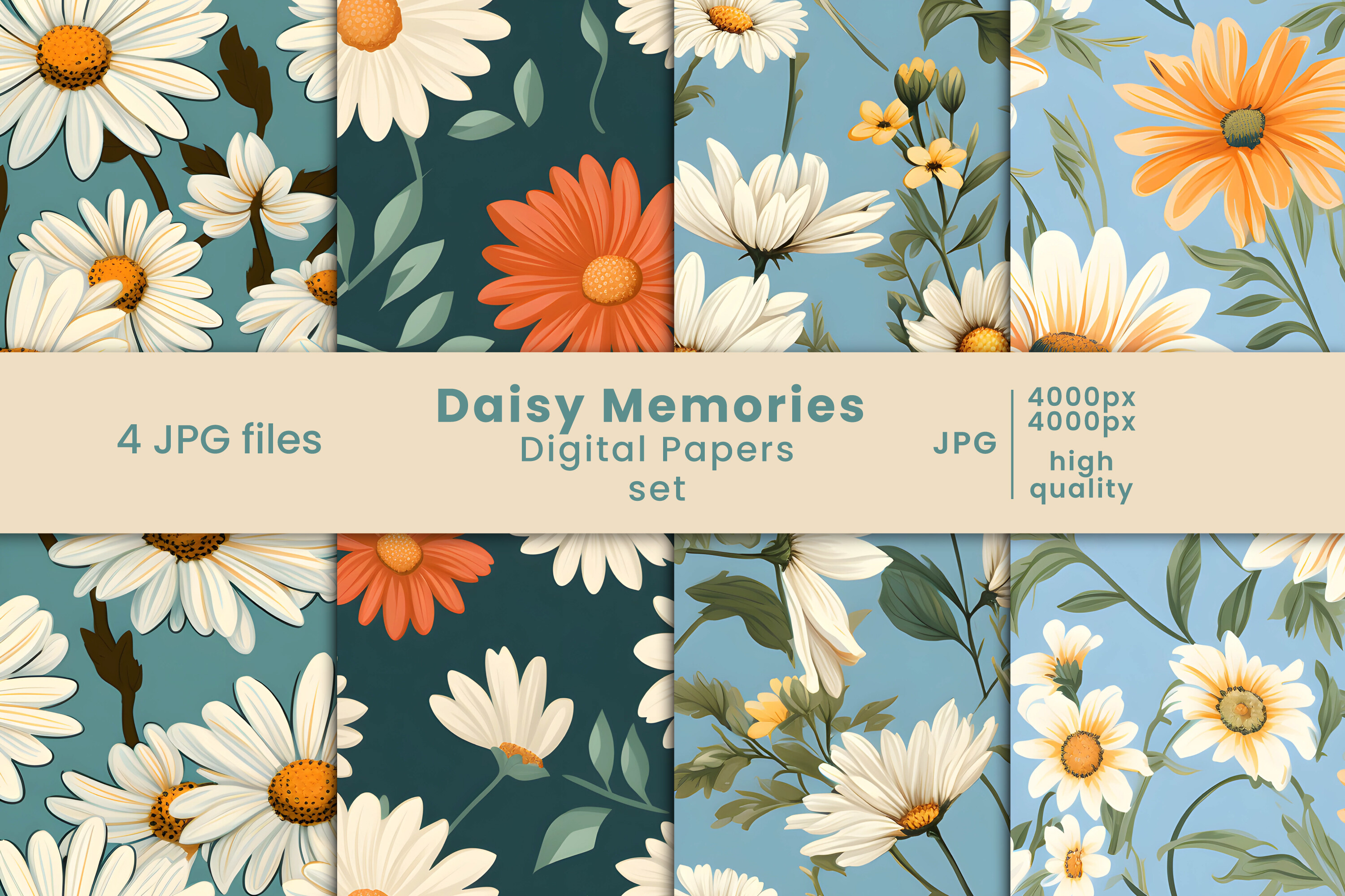 Daisy Memories Digital Papers Set Graphic by Creatophics · Creative Fabrica