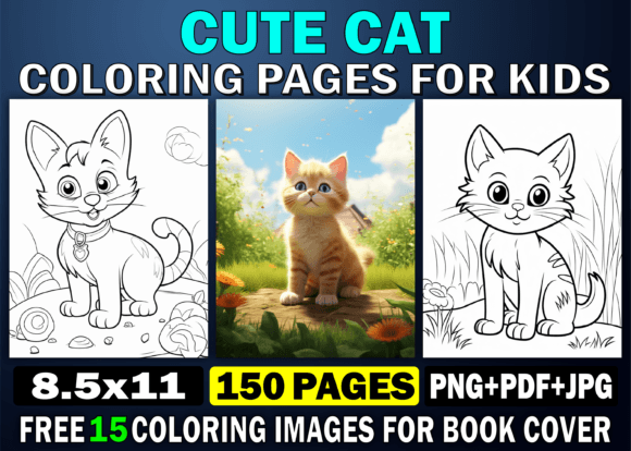 150 Cute Cat Coloring Pages for Kids