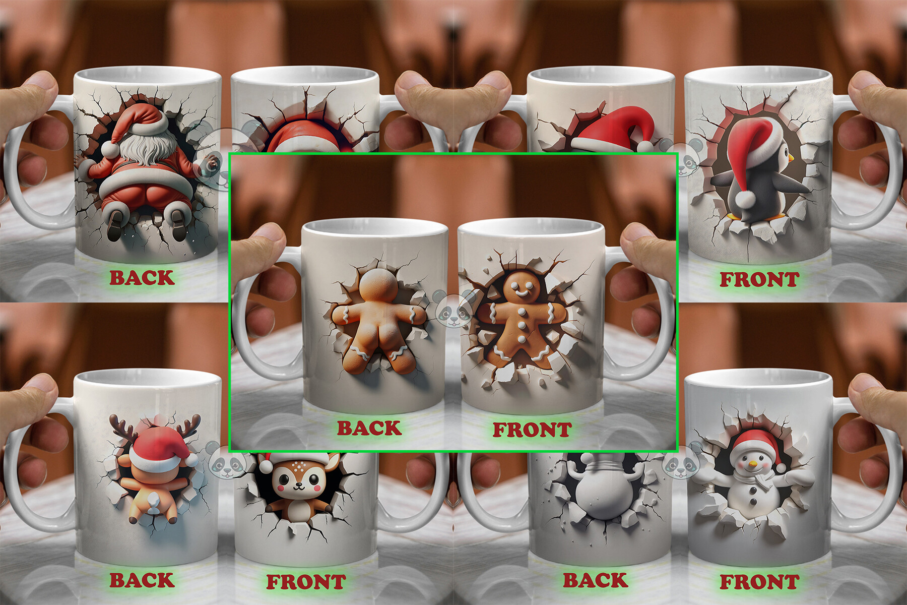 Both Side 3D Christmas Mug Wrap Bundle