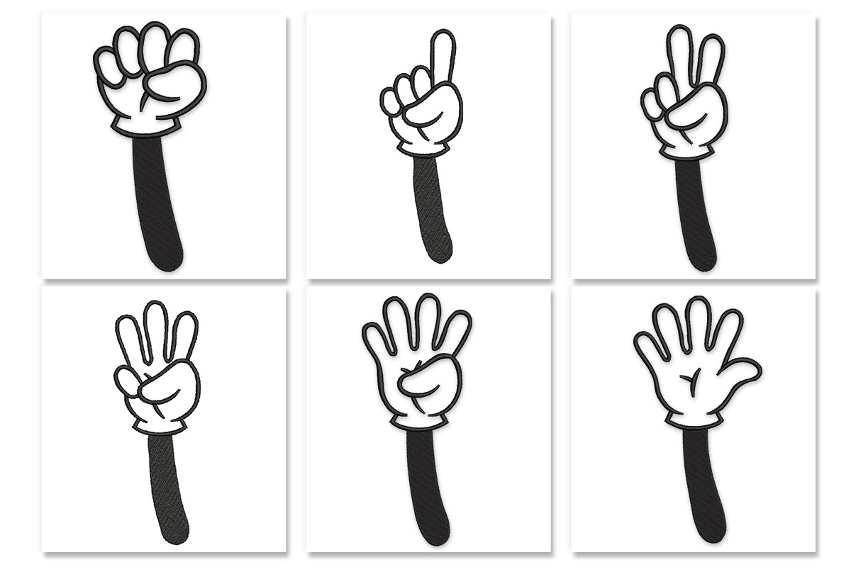 Cartoon Hand Numbers Gesture Counting