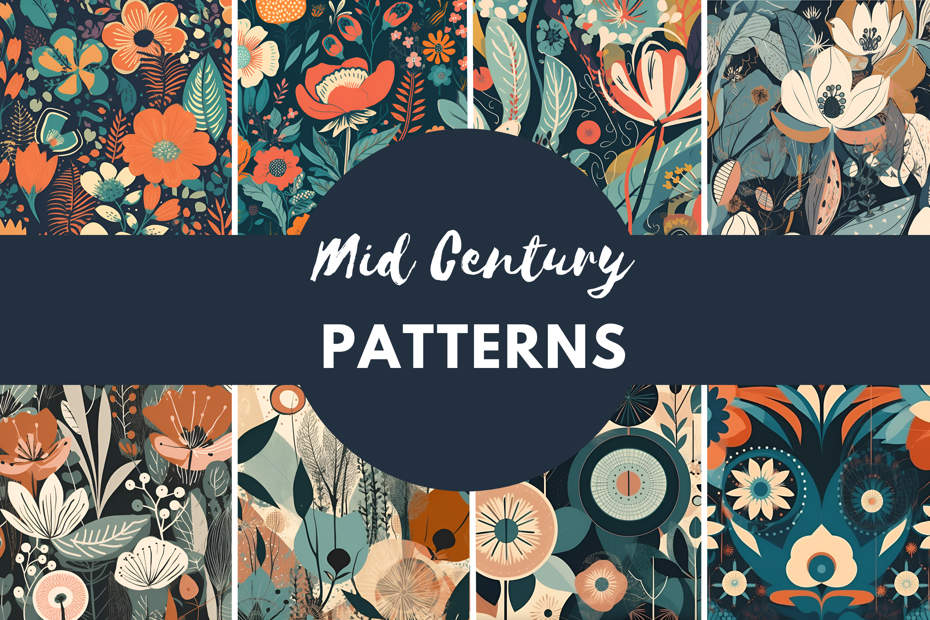 Mid Century Floral Pattern Graphic by Andreea Eremia Design · Creative ...