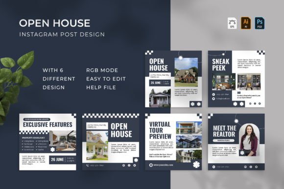 Preview of Open House - Instagram Post real estate social media template