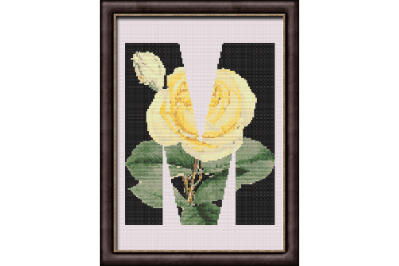 Yellow Rose on Black M Monogram