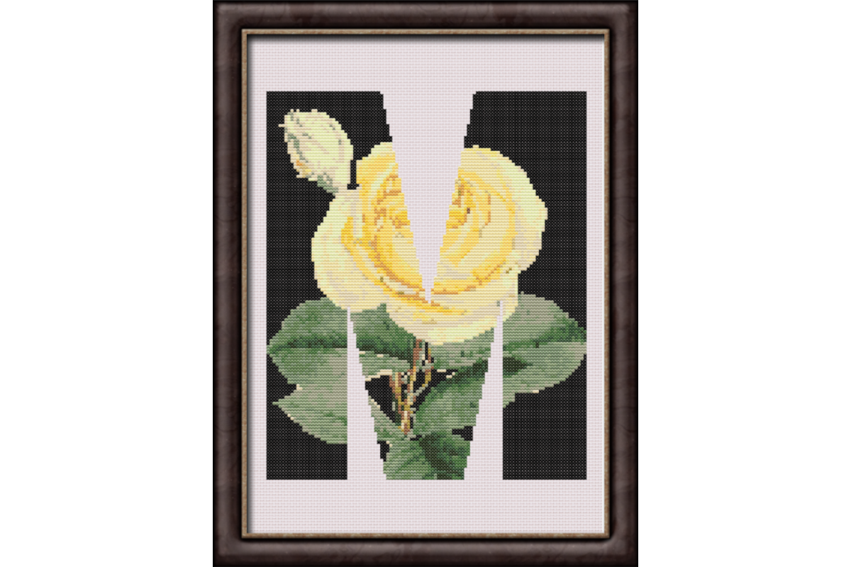 Yellow Rose on Black M Monogram