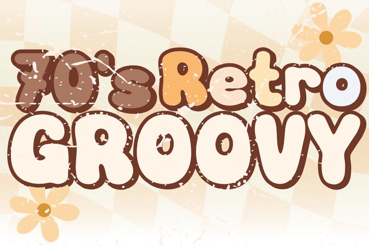 70's Retro Groovy Font preview — 1970s style bold font