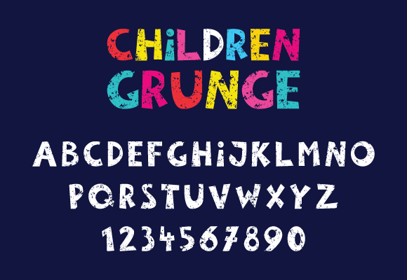 Children Grunge Font PNG with transparent background - Preview 1