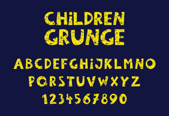 Children Grunge Font PNG with transparent background - Preview 2