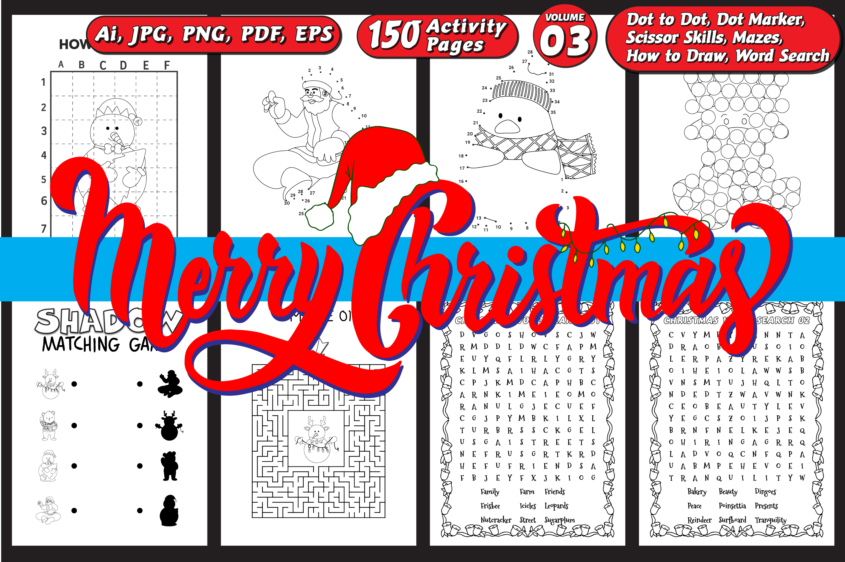 Christmas Activity Book for Kids Vol - 3