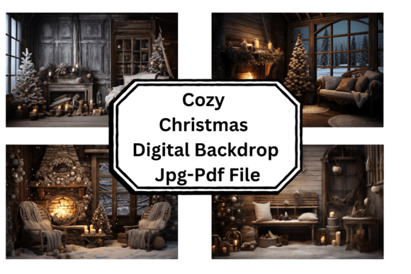 Preview of Cozy Christmas Digital Backdrop digital backdrop