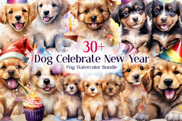 dog celebrate new year clipart bundle cricut HTV holiday tee NYE party tumblers