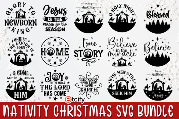 Nativity Christmas SVG Bundle – 17 Round Holiday Designs