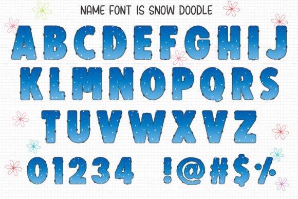 Snow Doodle Font PNG with transparent background - Preview 1