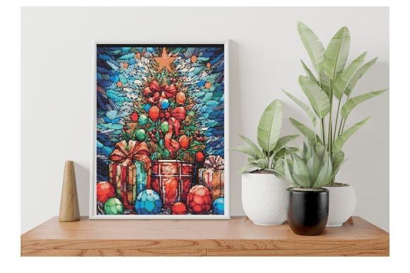 Stained Glass Christmas Cross Stitch