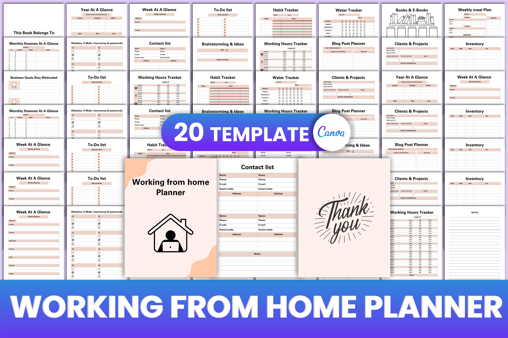 Working from Home Planner Canva Graphic by munjixpro · Creative Fabrica