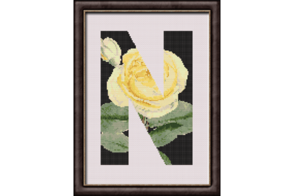 Yellow Rose on Black N Monogram