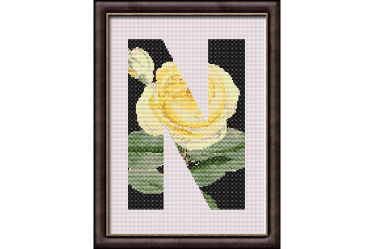 Yellow Rose on Black N Monogram