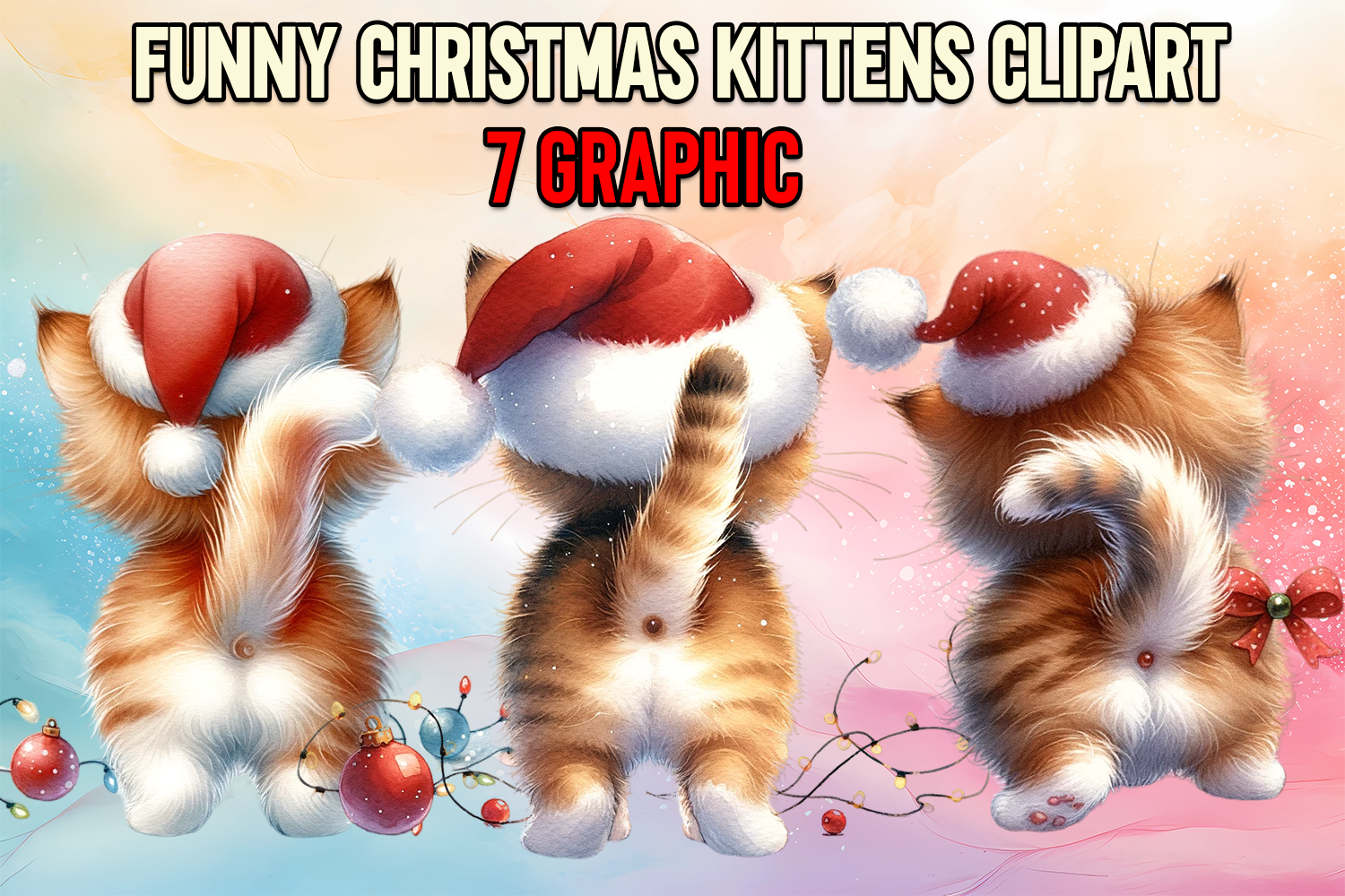 Funny Christmas Kittens Clipart Graphic by Leaked Ink · Creative Fabrica