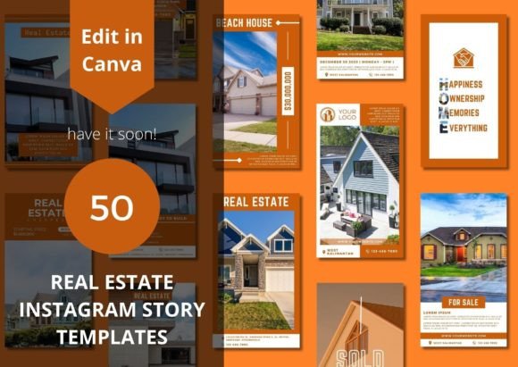 Preview of Real Estate Story Canva Templates real estate social media template